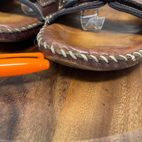 Florsheim Sandals Mens 10 M Brown Leather San Carlos Ankle Strap Open Toe - Picture 9 of 16